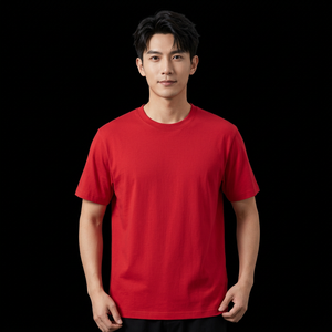 T-shirt en coton vert foncé à col rond et manches courtes pour homme, coupe classique, avec logo frontal, écologique, séchage rapide, couleur unie, tricot jersey décontracté - Product Image 2