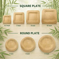 Assiettes rondes en bambou jetables, compostables, sans BPA, écologiques, ensemble d'assiettes pour le dîner, pour le camping, les hôtels, les restaurants, les buffets, les pique-niques