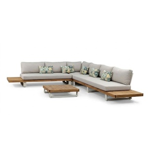Conjunto de Sofás Esquineros de Aluminio para Exteriores con Madera de Acacia para Hotel, Resort, Villa, Patio, Forma de L, Alta Calidad - Product Image 1