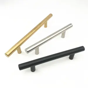 Best売り手Matte Black Brush Gold Stainless Steel Kitchen Drawer T Bar Pulls Cabinet Handles