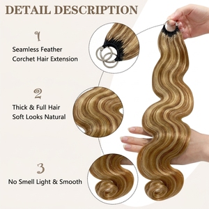 FH #P27/613 Highlight <b>Body</b> <b>Wave</b> Miracle Knot Crochet Human Hair Color Ring X Feathering Tip Braids Human Hair Crochet - Product Image 4