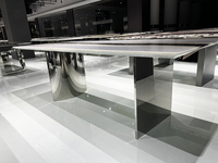 Nouvelles pieds de table à manger modernes de luxe en acier inoxydable poli avec support en granit et marbre pour meubles de maison
