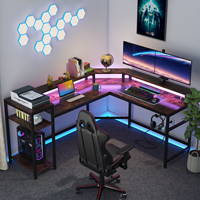 New Arrival L-Shaped Large Corner Desktop Computer PC Big Workstation Gaming Desk Table With LED Strips