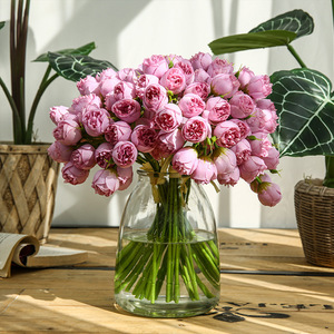 Bouquet de fleurs artificielles Yihua Floral Art, 30 cm, rose en soie, pivoine, décoration romantique rétro pour la maison, salon, chambre à coucher - Product Image 2