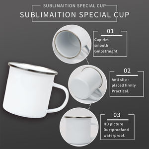 Tazze smaltate personalizzate da 500 ml di alta qualità, disponibili in Spagna, materiale per trasferimento a caldo, tazze bianche per sublimazione, per vendita all'ingrosso. - Product Image 3