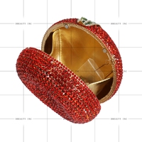 Pochette de soirée de luxe pour femme, motif pomme scintillante avec strass et cristaux, style classique et décontracté, en cuir PU et métal, avec bandoulière chaîne, pour les soirées
