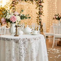 Nappe Ronde en Dentelle Blanche 90cm 180cm Style Vintage Floral pour Mariage Décoration de Table Cottagecore Vente en Gros