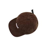 Casquette Dad Hat en velours côtelé marron foncé, personnalisée avec votre photo, 6 panneaux, étiquette tissée, logo HOGGO Mountain, style streetwear, performance, personnalité