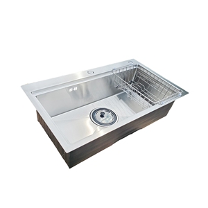 Évier de cuisine moderne fait main en acier inoxydable brossé SUS304 à cuve unique et profonde, en promotion pour la vente en gros - Product Image 4