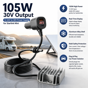 Adaptateur d'alimentation pour voiture Starlink Mini, convertisseur DC, charge haute vitesse, alimentation stable pour camion/<span class=keywords><strong>camping</strong></span>-<span class=keywords><strong>car</strong></span>/fourgonnette/<span class=keywords><strong>camping</strong></span>-<span class=keywords><strong>car</strong></span>/bateau et utilisation en extérieur - Product Image 1