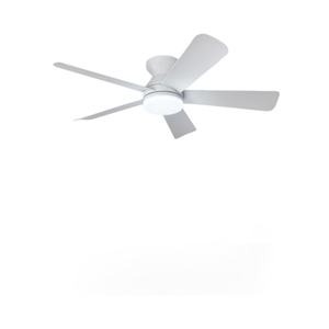 52 inch intelligent five layer wooden blade white modern <b>ceiling</b> fan with LED <b>lights</b> and DC motor - Product Image 1