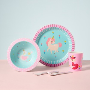 Ensemble de <span class=keywords><strong>vaisselle</strong></span> circulaire pour enfants personnalisé en gros, en fibre de bambou biodégradable, <span class=keywords><strong>vaisselle</strong></span> écologique, ensemble de 5 pièces - Product Image 2