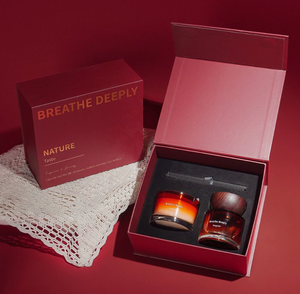 Juego de Regalo de Difusor de Aroma con Vela Perfumada en Vaso de Vidrio Rojo Elegante, Hecho a Mano y Personalizado, Decoración Premium para el Hogar, Ideal para Regalos de Cumpleaños o Festivos - Product Image 2