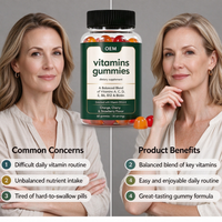 Gummies de vitamines en marque blanche OEM, 60 unités (30 portions), saveur Orange Cerise, Complément alimentaire