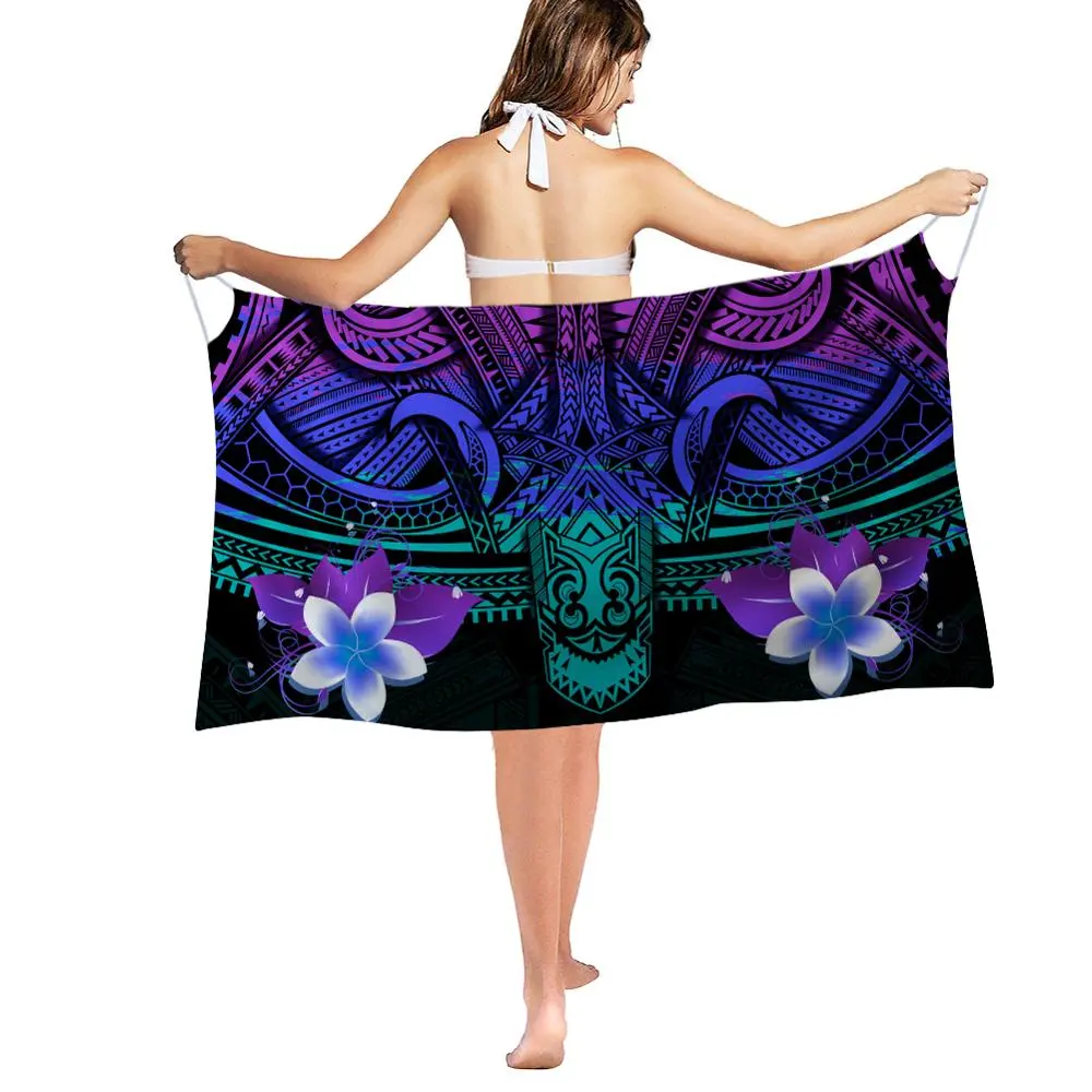 Wholesale Sarong Hawaiian Lavalava Beach Pareo Sarong Polynesian Turtle Print Women Swimsuit Wrap Skirt Lady Beach Sarong Bikini