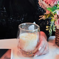 Tasse en verre personnalisable, double couche, doublée de paillettes, pour noël, avec impression flocons de neige, à café, nouveau Style, 1 pièce