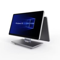 Terminal de point de vente ENTIPOS 15,6 pouces en aluminium, écran simple ou double, caisse enregistreuse portable, utilisation facile, Windows 10, Wi-Fi 6, argent, 4 Go
