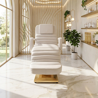 Lit de massage facial électrique réglable haut de gamme, multifonctionnel, moderne, en acier inoxydable, pour salon de beauté et spa