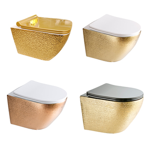 Toilettes suspendues au mur doré, vente en gros, réservoir dissimulé de luxe, cuvette de toilette, fabricants de <span class=keywords><strong>PATE</strong></span> - Product Image 2