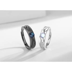 Anillo de Pareja de Piedra Lunar Ángel y Demonio para Hombre y Mujer, Anillos Negros y Blancos, Joyería para Enamorados - Product Image 6