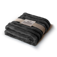 Vente en gros de couvertures en fausse fourrure noire sur mesure, 60 x 80 pouces, super douces, imperméables, écologiques, lavables en machine, tricotées à 100%