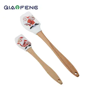 Ensemble de spatules en silicone pour ustensiles de cuisine sur le thème de Noël, 2 pièces