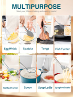 Ensemble d'ustensiles de cuisine en silicone avec poignée en acier inoxydable Ensemble de spatules Ensemble d'ustensiles Outils de cuisine Gadgets pour ustensiles de cuisine