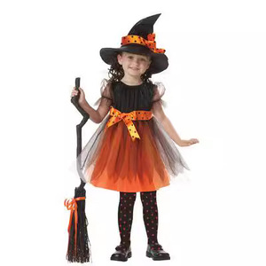Disfraz de Bruja de Halloween para Niñas, Vestido Naranja con Sombrero, 5-7 Años, Traje para Actuaciones, Cosplay y Fiestas - Product Image 2