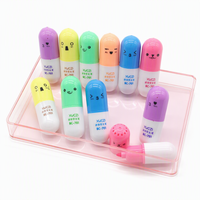 Nouveaux Marqueurs Fluorescents Obliques à Pointe Pinceau 6 Couleurs en Forme de Pilule pour Étudiants – Stylos Aquarelles en Plastique Mignons
