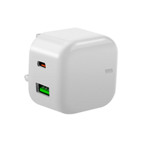 Pengisi Daya Cepat 20W PD Tipe-C untuk Ponsel, Adaptor PD US/UK/EU dengan Kabel USB