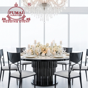 Modern Hotel Furniture <b>Outdoor</b> Banquet Reception Black Iron Metal Base <b>Round</b> Dining <b>Table</b> With MDF - Product Image 5
