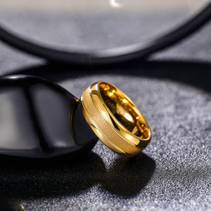 Bagues en carbure de tungstène OAHLAN 8MM pour hommes, finition polie, brossées, plaquées or et argent, bombées, cadeau de mariage - Product Image 2