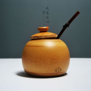 Bamboo Tea Canister Wooden Lid Mortise Tenon Structure For Tea Storage Gift Craft China Origin - Product Image 4