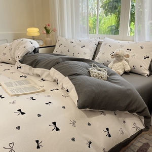 Sang Trọng Bông Bộ Đồ Giường 4 Mảnh Tấm Thiết Lập Vua Kích Thước Duvet Cover Set Tùy Chỉnh In Tấm Ga trải giường - Product Image 1