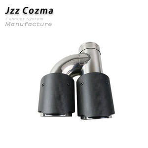 JZZ Tipo H, Punta de Escape Doble de Acero Inoxidable, Universal, 63mm a 89mm, 240mm de Longitud Total, Salidas Dobles, Punta de Fibra de Carbono de 1.5mm - Product Image 1