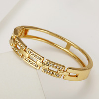 Bracelet minimaliste à maillons avec double strass, plaqué or, élégant, vente en gros, bijoux de mode 2027