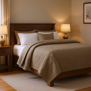 Juego de Edredón Floral Vintage Color Moca, Tamaño Queen, Reversible, Relleno de Algodón, Estilo Clásico para el Hogar, Juego de 3 Piezas - Product Image 2