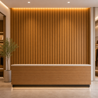 Panneau mural rainuré WYRAX WPC 195x14mm en bois de teck, panneau mural intérieur rainuré, comptoir de vente au détail, couloir d'hôtel, projet commercial