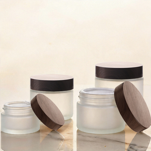 Environmental 5/15/30/50/100ml Empty Eye <strong>Cream</strong> Glass Container Refillable Frosted Glass Cosmetic Jars With Bamboo Lid - Product Image 4
