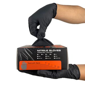 8mil karet hitam tugas berat pegangan berlian kualitas makanan nitril sekali pakai industri sarung tangan kerja bubuk nitril Gratis - Product Image 2