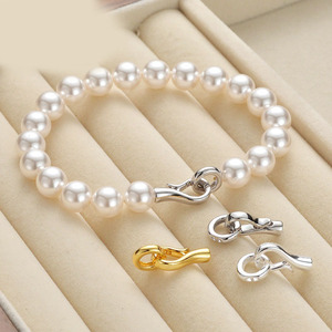 925 Sterling bạc trang <span class=keywords><strong>s</strong></span>ức móc cài và đóng cửa 18K mạ vàng <span class=keywords><strong>S</strong></span> hình dạng <span class=keywords><strong>Clasp</strong></span> Vòng cổ ngọc trai cho Vòng cổ ngọc trai vòng đeo tay - Product Image 2