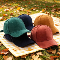 Nouveauté Automne Hiver Casquettes de baseball en gros 6 panneaux Casquette rétro unie à visière personnalisable LOGO Casquettes de baseball ajustables en velours côtelé