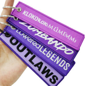 Venta caliente con logotipo personalizado promoción personalizada moda bordado llavero tejido tela llavero etiqueta - Product Image 1