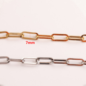7mm Wide Thick Stainless Steel PVD Gold Plated <b>Long</b> Oval Link Cross Chain | DIY <b>Necklace</b> and Bracelet Jewelry Accessories. - Product Image 4