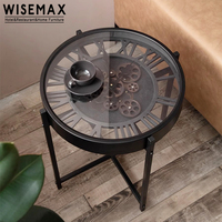 Table d'appoint WISEMAX Furniture Creative Gear Clock, plateau de table d'appoint utilisable comme horloge, pieds en métal, France