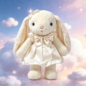 <span class=keywords><strong>Jouet</strong></span> Lapin en Peluche Crème en Gros d'Usine avec Robe en Satin et Nœud Perlé, Cadeau Personnalisé OEM pour Enfants, Baby Shower, Anniversaire - Product Image 2