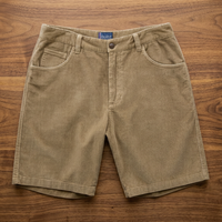 Nouveauté : Short Homme Grande Taille Respirant en Velours Côtelé 5 Poches avec Élasthanne/Coton, Kaki, Mi-long, avec Patchs, pour Entraînement, Sport, Gym et Décontracté