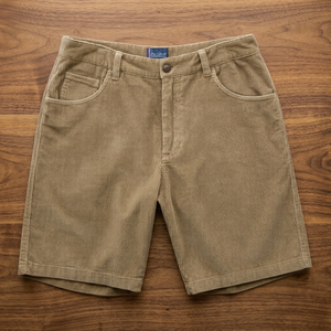 Hot New Men's Plus Size 5 Pocket Corduroy Shorts Kaki Demi Pantalon avec Patchs pour Entraînement et Gym Casual Casual Look - Product Image 2