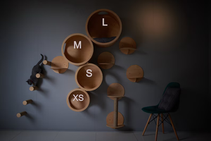 Meuble mural d'intérieur en bois massif durable personnalisé arbre à chat maison <span class=keywords><strong>avec</strong></span> étagère hamac ensemble de cadre d'escalade pour chat - Product Image 5