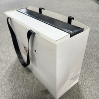 Sacs cadeaux/boîtes alimentaires en carton blanc recyclable de luxe HBD, avec poignée longue et ruban, logo personnalisable, vente en gros